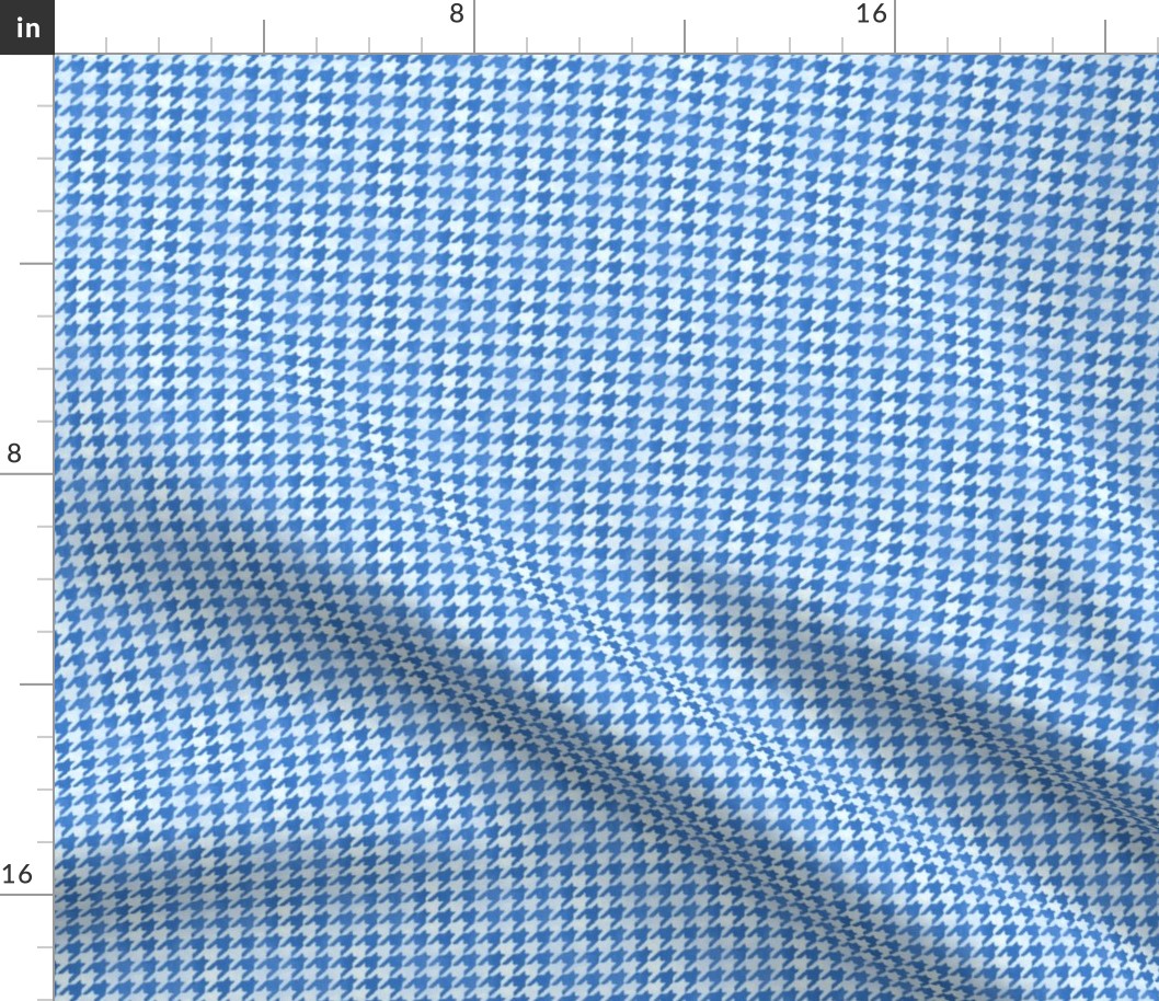Small Mid Blue and White Handpainted Houndstooth Check Watercolor Pattern