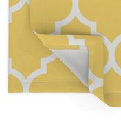 moroccan quatrefoil lattice in lemon yellow