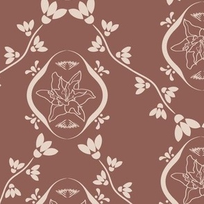 Lilies embedded Damask Style Pink Old