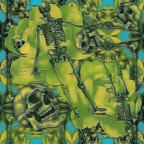 Skeleton Absinthe Haze :: 12.80in x 12.80in Jumbo Patch for Jackets 