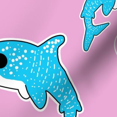 Cute Whale Sharks on Pink