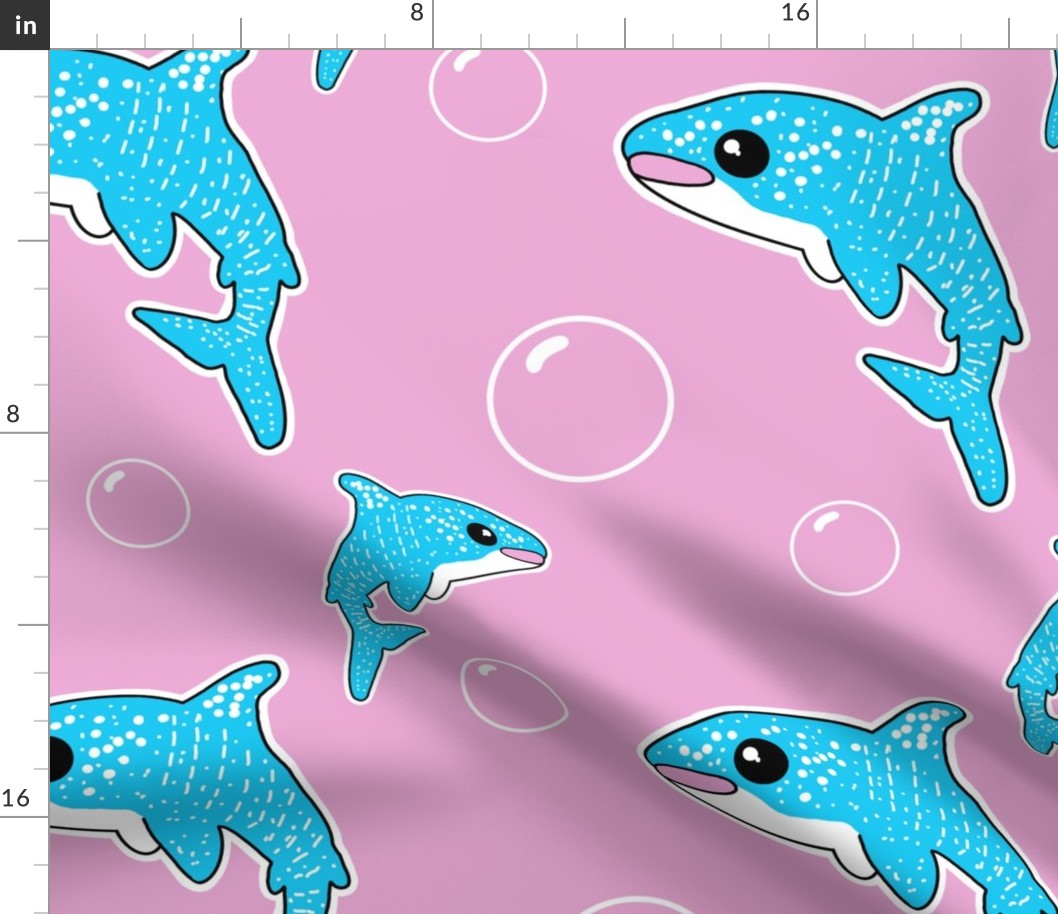 Cute Whale Sharks on Pink