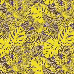 Joyful Jungle Lemon Yellow and Grape Purple by Angel Gerardo