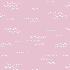 Minimalist crooked waves ocean theme wallpaper soft pink baby nursery LARGE