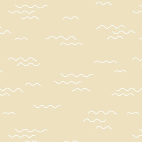 Minimalist crooked waves ocean boho theme wallpaper soft yellow vanilla baby nursery LARGE