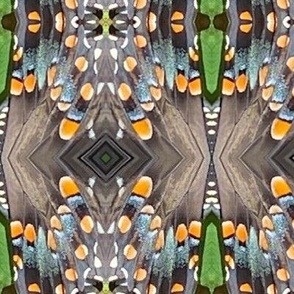 AJ BLACK BLUE ORANGE WHITE AND GREEN BUTTERFLY ABSTRACT-LARGE-MIRROR