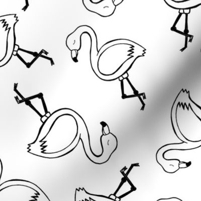 Dancing Flamingos Watercolor - Black and White