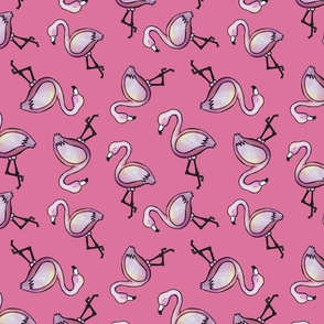 Dancing Flamingos Watercolor - Pink