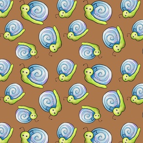 Adorable Watercolor Snails - Orange