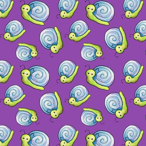 Adorable Watercolor Snails - Lilac