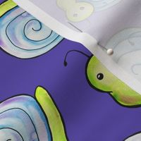 Adorable Watercolor Snails - Purple