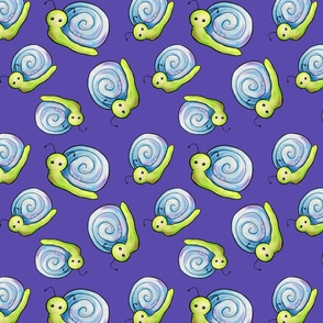 Adorable Watercolor Snails - Purple