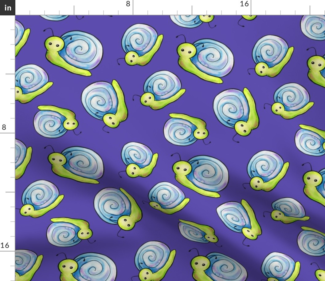 Adorable Watercolor Snails - Purple