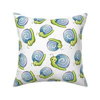 Adorable Watercolor Snails - White