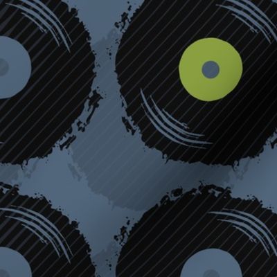 Vinyl Records - Dark Blue with Multi Stripe - Jumbo