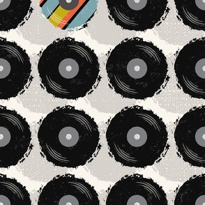Vinyl Records with Mulit_Stripe Pop - Gray with Multi Stripe - Large