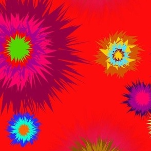 Floral fireworks with red background