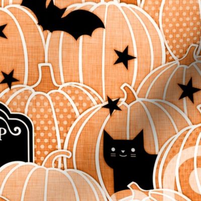 Halloween in the Pumpkin Patch- Medium- Carrot Orange- Sugar Skull- Black Cat- Pumpkins- Ghosts- Bats