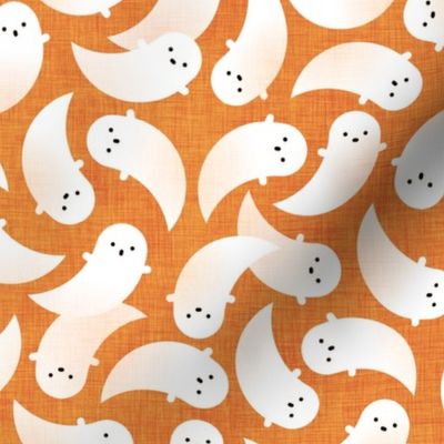 Halloween Ditsy Ghosts- Medium- Pumpkin Orange- Friendly Phantoms- Baby's First Halloween- Cute Kids- Kawaii- Fall- Autumn- Spooky Decor