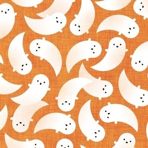 Halloween Ditsy Ghosts- Medium- Pumpkin Orange- Friendly Phantoms- Baby's First Halloween- Cute Kids- Kawaii- Fall- Autumn- Spooky Decor