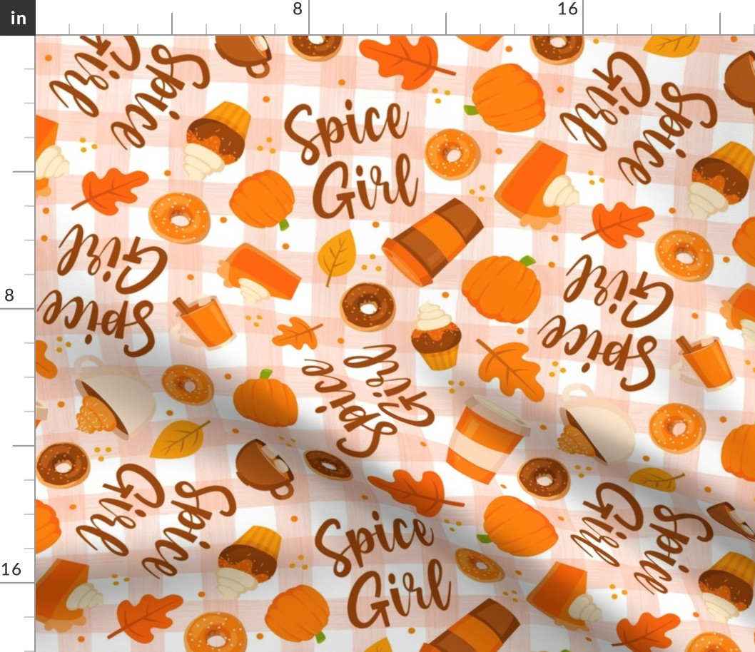 Large Scale Spice Girl Fall Pumpkin Goodies on Gingham