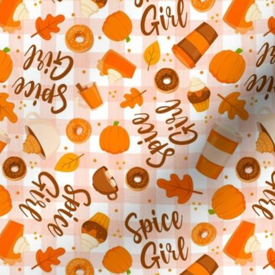 Medium Scale Spice Girl Fall Pumpkin Goodies on Gingham