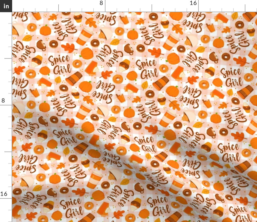 Medium Scale Spice Girl Fall Pumpkin Goodies on Gingham