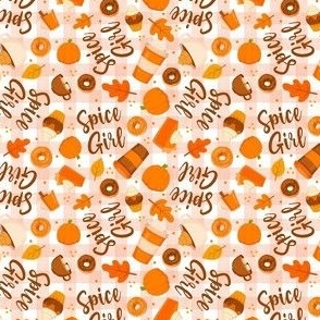 Small Scale Spice Girl Fall Pumpkin Goodies on Gingham