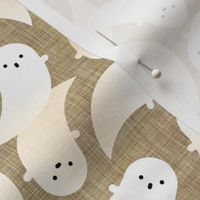 Halloween Ditsy Ghosts- Medium- DarkTaupe- Friendly Phantoms- Baby's First Halloween- Cute Kids- Gender Neutral- Kawaii- Fall- Autumn- Spooky Decor Mushroom Petal Solid Coordinate- Khaki