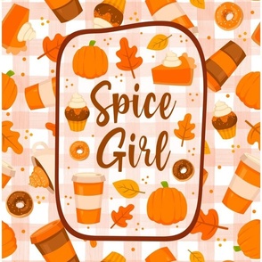 14x18 Panel Spice Girl Fall Pumpkin Goodies for DIY Garden Flag Banner Kitchen Towel or Smaller Wall Hanging
