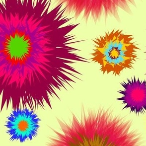 Floral fireworks with yellow background