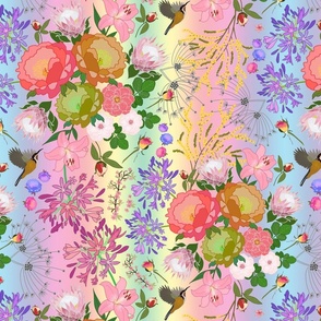 Victorian Floral - rainbow, medium