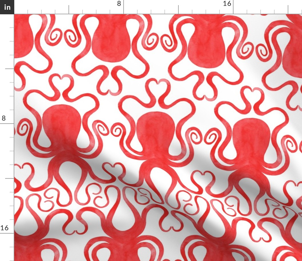 Valentine octopus watercolor
