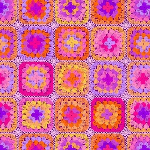 230 Crochet Granny Squares pink
