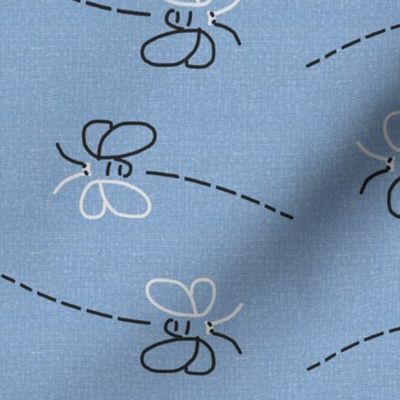 Simple Bee Lines on Blue Linen Look