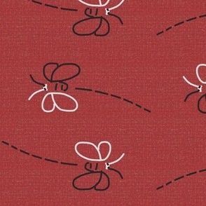 Simple Bee Lines on Red Linen Look