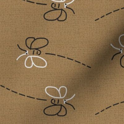 Simple Bee Lines on Camel Brown Linen Look