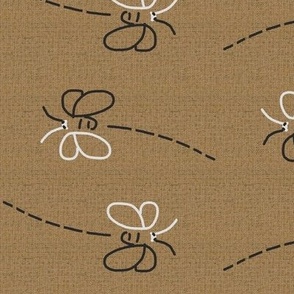 Simple Bee Lines on Camel Brown Linen Look