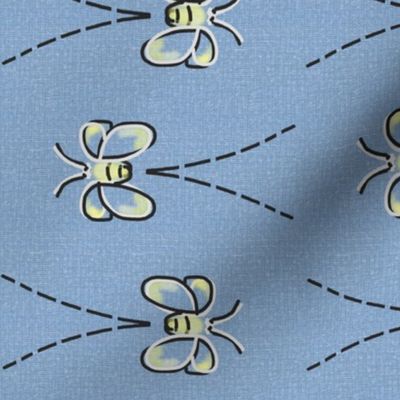Bee Vee Lines on Blue Linen Look