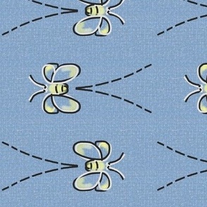 Bee Vee Lines on Blue Linen Look