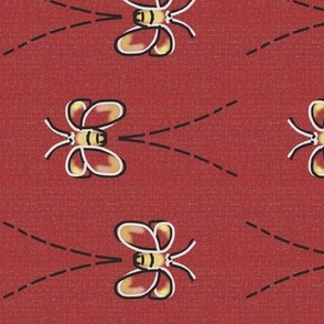 Bee Vee Lines on Red Linen Look