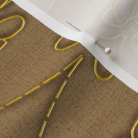 Gold Bee Vee Lines on Camel Brown Linen Look