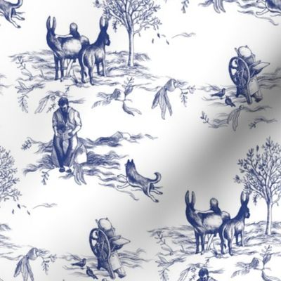 Fantasy Toile de Jouy - Donkeys, Dogs, and Letterpresses