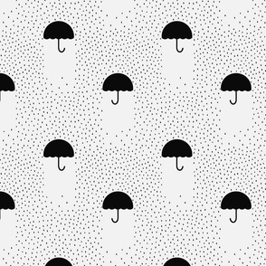 Black and white spring rain umbrellas