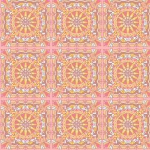 Light pink and yellow tile style pattern.
