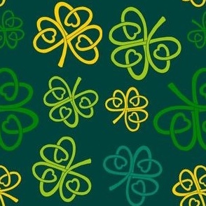 Celtic love shamrocks on dark green