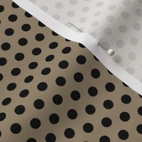 Polka Dots- Black on Mushroom Khaki- Mini- Petal Solids Match- Solid Color- Neutral- Ecru- Tan- Sand- Brown- Fall- Autumn