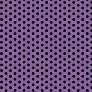 Polka Dots- Black on Orchid Purple- Mini- Petal Solids Match- Solid Color- Violet- Plum- Lilac- Halloween