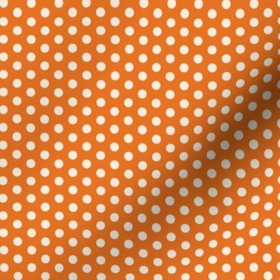 Polka Dots- White on Carrot- Mini- Petal Solids Match- Solid Color- Pumpkin- Orange- Easter- Halloween- Spring- Fall- Autumn