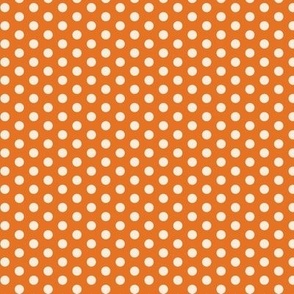 Polka Dots- White on Carrot- Mini- Petal Solids Match- Solid Color- Pumpkin- Orange- Easter- Halloween- Spring- Fall- Autumn
